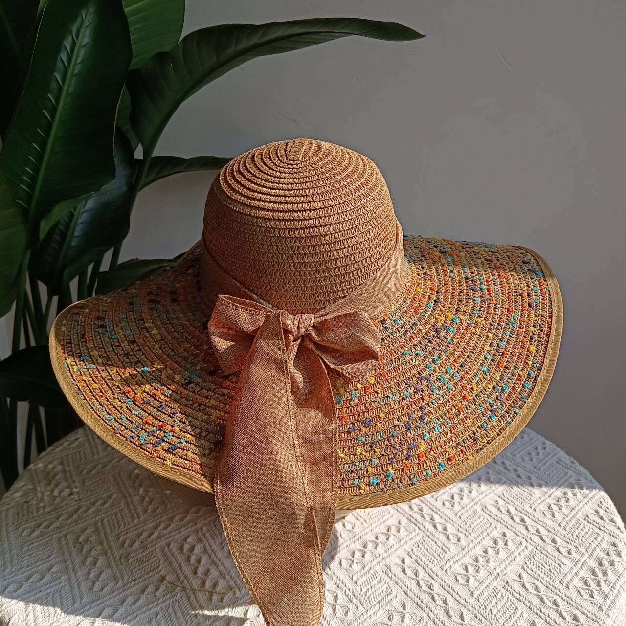 Chapéu de Palha Dobrável de Praia Proteção UV Chapéu de Sol Aba Larga para Viagem ao Ar Livre Férias Chapéu de Praia Dobrável chapéu de sol para mulher