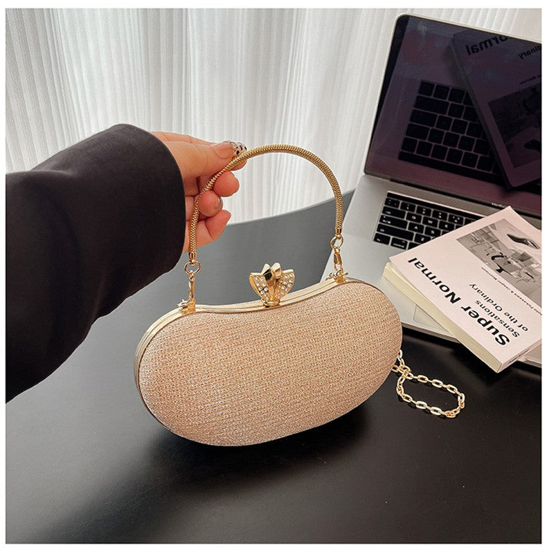 Shiny Mini Evening Bag Rhinestone Chain Purse Luxury Glitter Metal Handel Chain Clutch Elegant Wedding Dress Party Banquet Bag