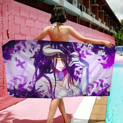 Gamer Albedo Anime Sexy Girls Anime Beach Swimming Towel Soft Absorbent Washcloth Children's Gifts For Kids Travel Camping Gym