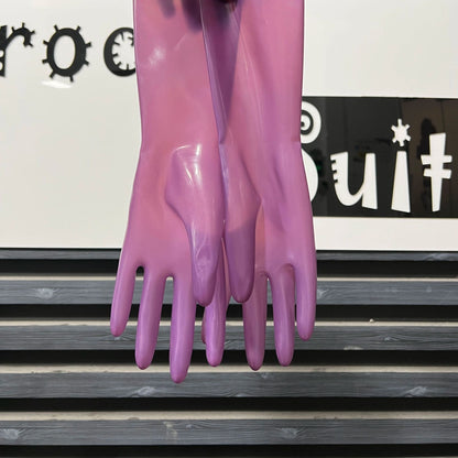 Transparent Lilac Rubber Short Gloves Elastic Snug Fit