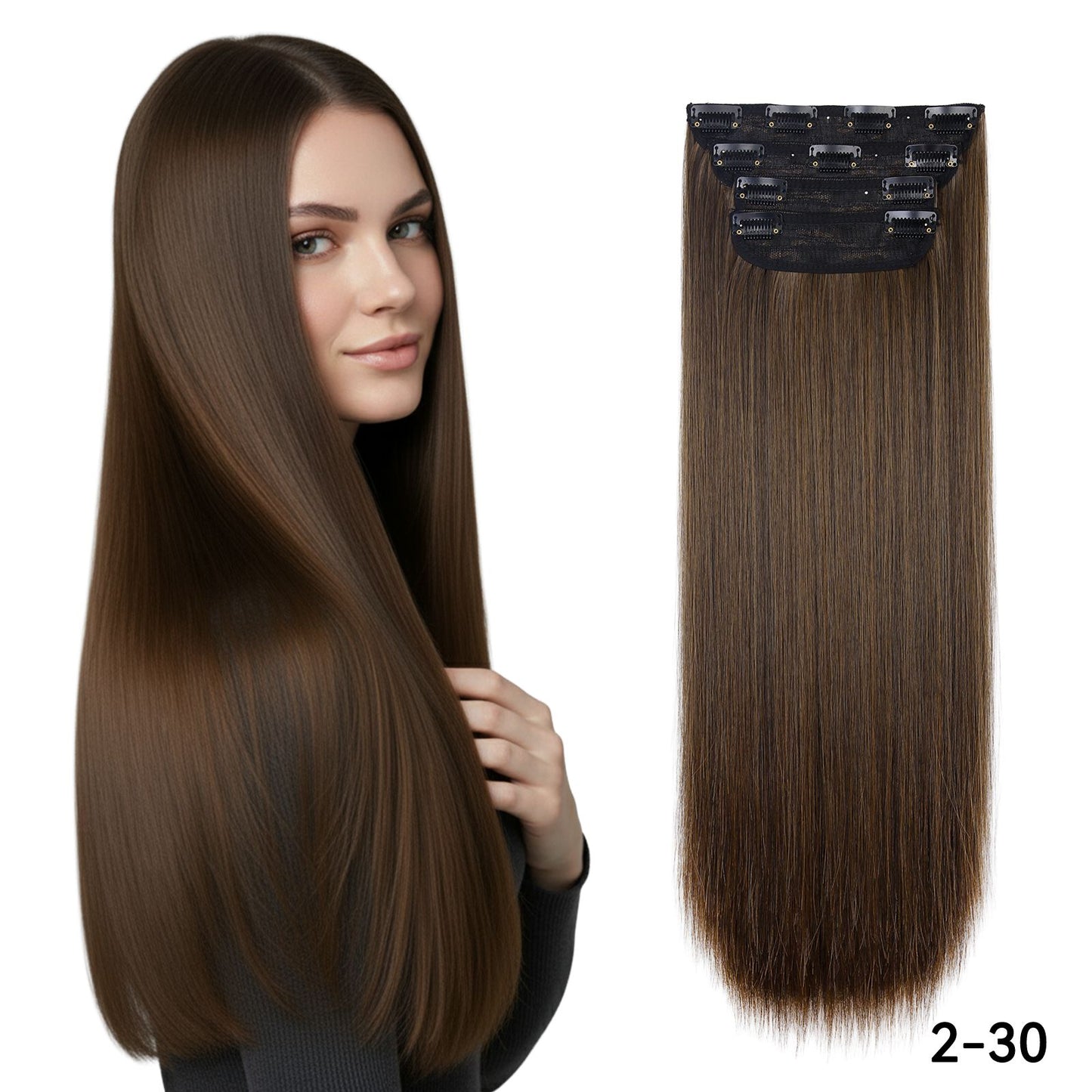 Kit 4 Peças Aplique Tic Tac Cabelo Sintético 20 Polegadas Cacheado Longo Grosso Para Mulheres Cabeça Inteira extensões de cabelo sintéticas