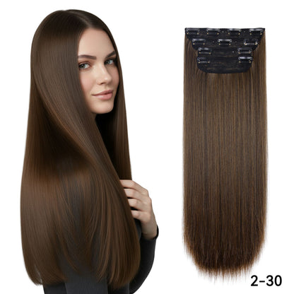 Kit 4 Peças Aplique Tic Tac Cabelo Sintético 20 Polegadas Cacheado Longo Grosso Para Mulheres Cabeça Inteira extensões de cabelo sintéticas