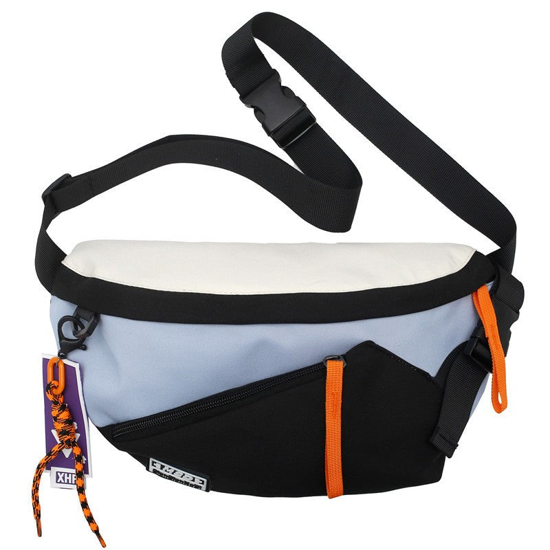 Couple style color blocked large capacity fashionable single shoulder crossbody bag, casual sports chest bag waist bag