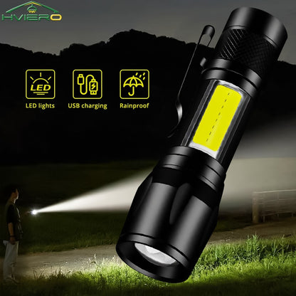 Flashlight Battery Charge Mini Led 3W Focus Adjustable Side Lamp Convenient Waterproof T6 Light Ultra Bright For Camping Hiking