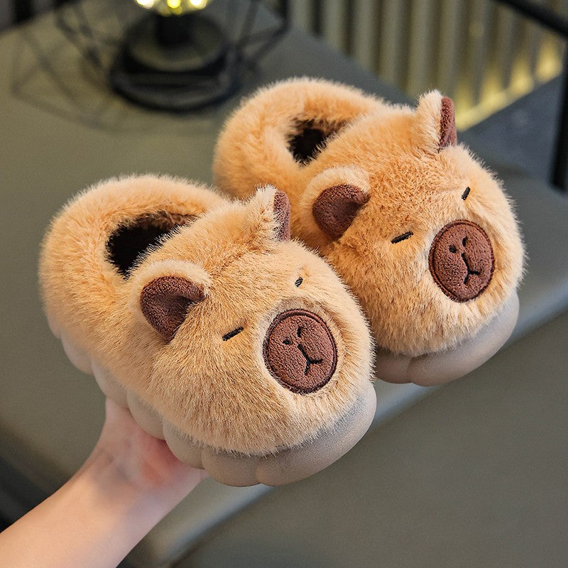 Kids Winter Warm Cotton Slippers Cute Capybara Slip-On Shoes for Boys Girls Soft Non-Slip Soles Lightweight  Warm Home Shoes