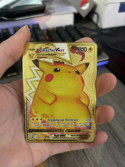 Cartas Pokémon Espanhol Cartas Metálicas Pokémon Cartas de Ferro Pokémon Mewtwo Pikachu Gx Charizard Vmax Cartas Pokémon Vmax