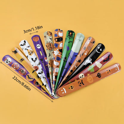 10/20pcs Pumpkin Ghost Pattern Papa Circle Halloween Decoration Bracelet Kids Toy Slap Band Party Decoration Suppliy Prize Gift