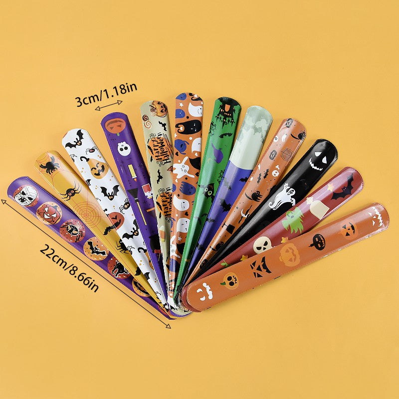 10/20pcs Pumpkin Ghost Pattern Papa Circle Halloween Decoration Bracelet Kids Toy Slap Band Party Decoration Suppliy Prize Gift