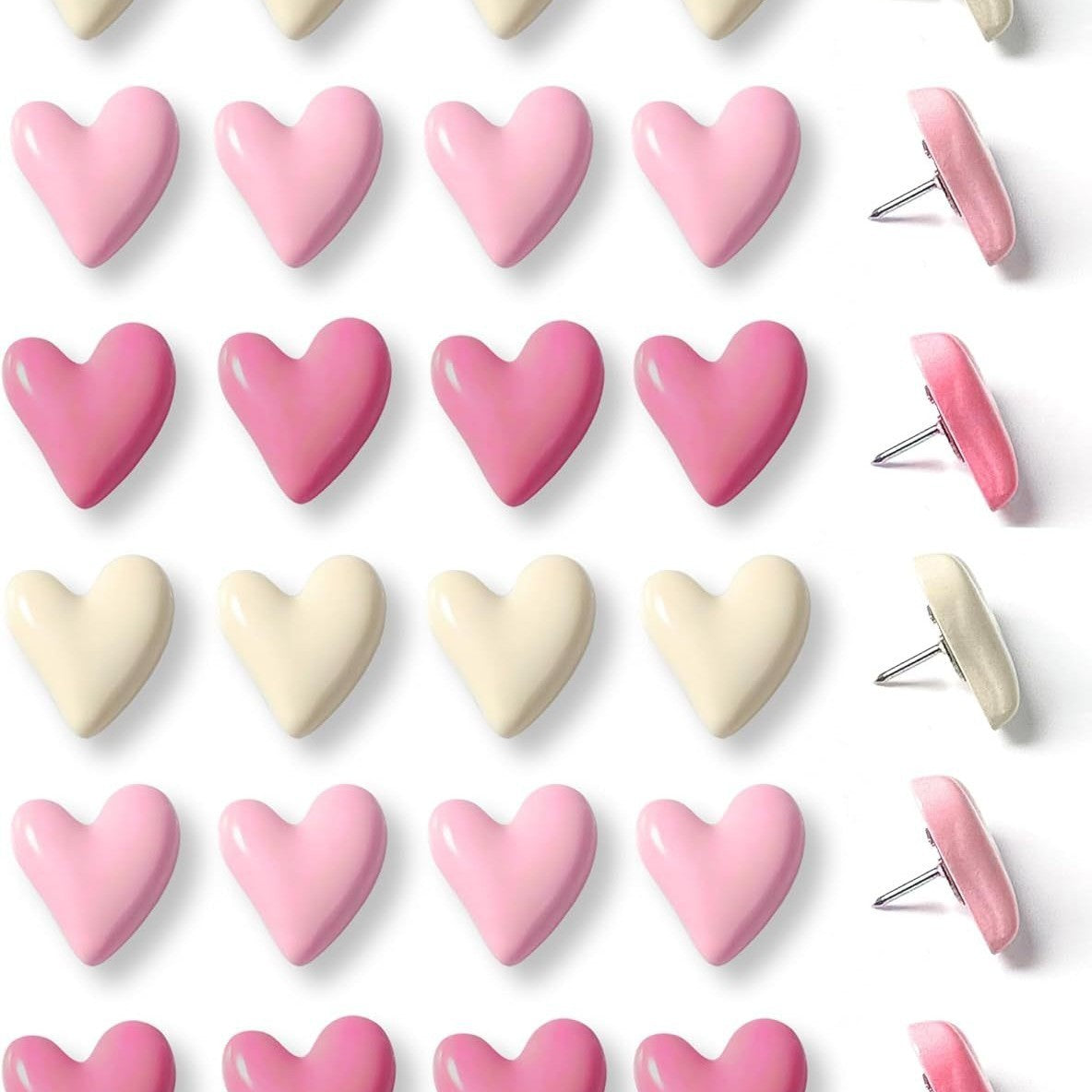 20 Alfinetes de Tachinha Rosa em Formato de Coração - Decoração Criativa com Tema de Amor para Escritório e Casa, Material ABS Durável, Ideal para Organizar Anotações