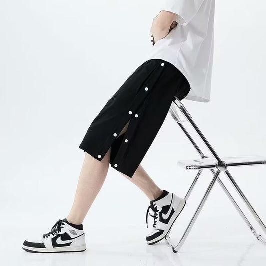 Shorts totalmente abertos para homens no verão em estilo coreano, use calças soltas casuais esportivas de 5 pontos para casais