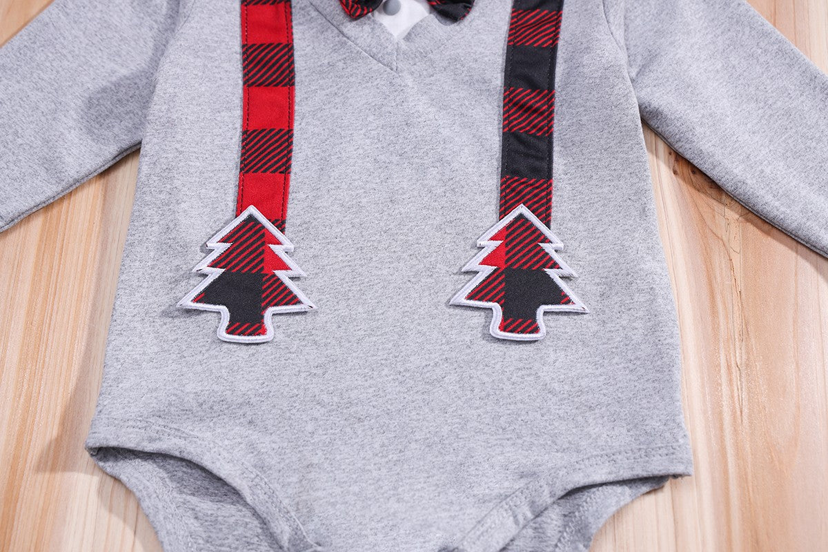 3pcs IURNXB Newborn Baby Boy Girl Clothes Set Christmas Tree Long Sleeve Bodysuit Romper and Pants Hat Fall Winter Outfits 0-18M