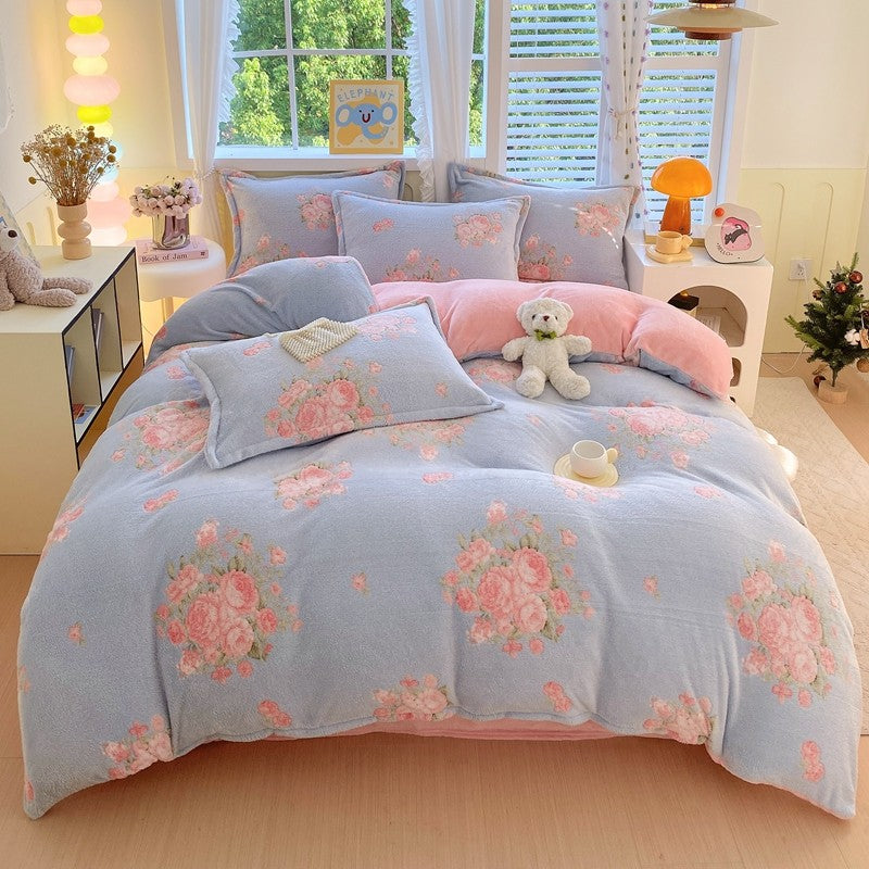 Capa de Edredom de Veludo Leite com Estampa de Panda Fofo para Decoração de Quarto de Meninos e Meninas, Roupa de Cama de Desenho Animado de Animais, Capa de Edredom Macia e Quente para Outono e Inverno