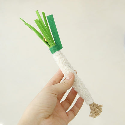 1 unidade de brinquedo de gato de madeira Sky Liao, cebolinha, vegetal simulado, resistente a mordidas, autoestimulante, moedor de dentes, para provocar gatos e animais de estimação