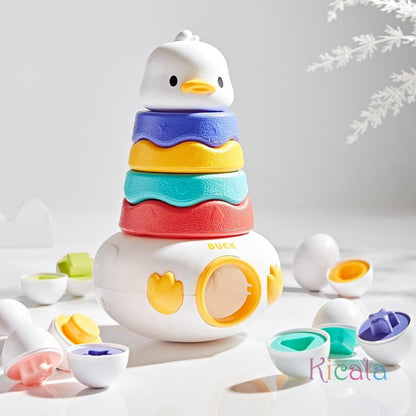 3-in-1 Matching Easter Eggs Stacking Rings Baby Toy Early Learning Educational Roly-Poly Sensory Toys Montessori