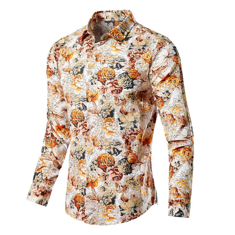 Size M- 5XL 2024 New Summer Mens Long Sleeve Hawaiian Shirts Cotton Casual Floral Shirts Wave Regular Mens Clothing Fashion CS11
