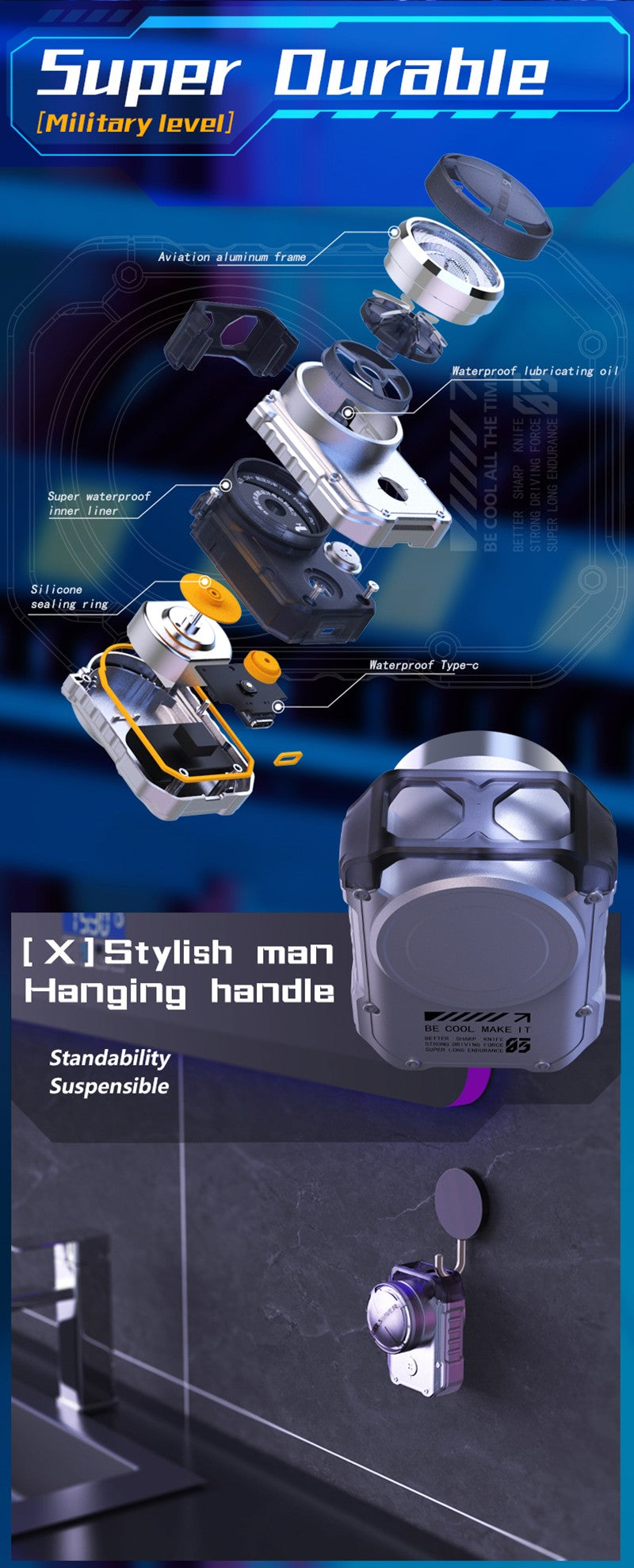 Electric MINI Travel Shaver Razor For Men Rechargeable IPX7 Waterproof Punk Mecha Design Pocket Face Beard Knife With Key Ring