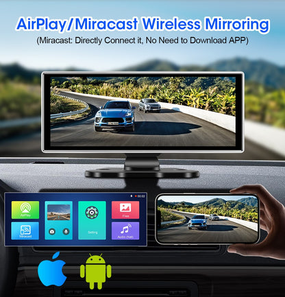 Câmera Veicular 10/11.26 polegadas 4K DVR Automotivo Sem Fio Carplay & Android Auto GPS Navegação Gravador de Vídeo Painel Dupla Lente Wifi FM AUX