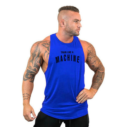 TRAIN LIKE A MACHINE Cotton Bodybuilding Tank Top Mens Workout Singlets Fitness Stringer Clothing  Sleeveless Men's casual vest