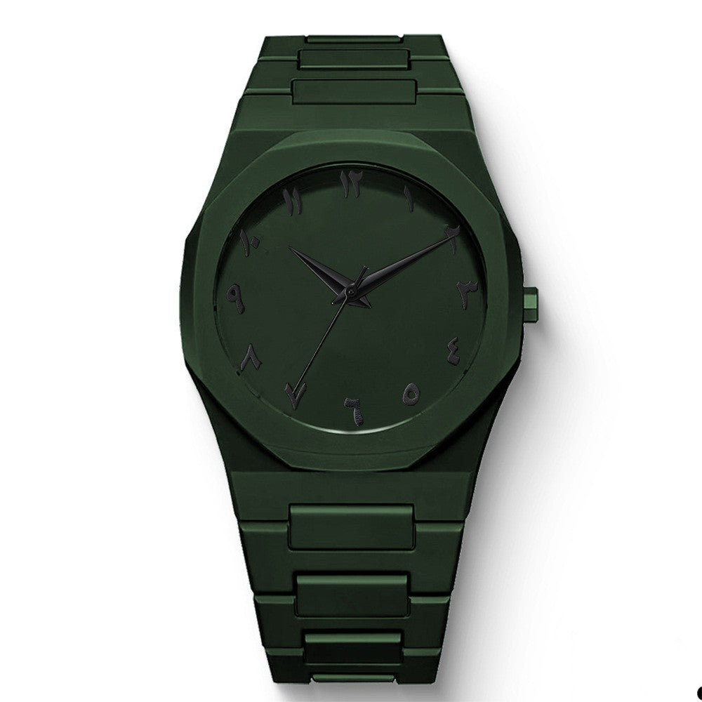 New Fashionable Men's Watch Simple Black Male Quartz Watches Arabic digital Casual Drip Oil Strap