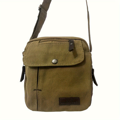 Unisex Canvas Crossbody Bag, Korean Style Outdoor Multi-Purpose Casual Shoulder Bag for Men, 1-Pack