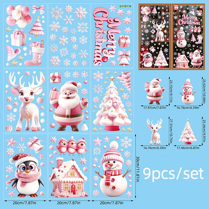 Christmas Gingerbread Man & Candy Cane Window Stickers - Sweet Holiday Decals for Bedroom Living Room Glass Holiday Home Decor