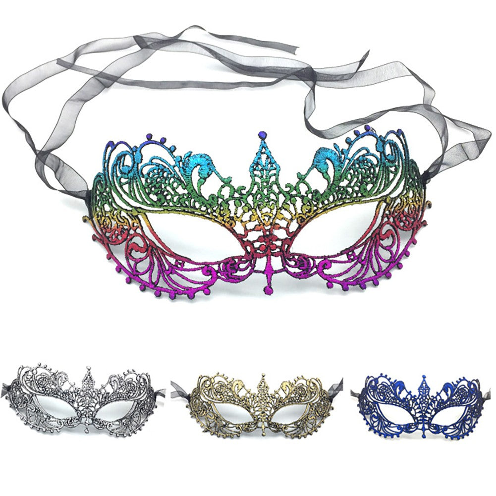 Women Sexy Hollow Lace Masquerade Gold Black Face Mask Princess Party Cosplay Prom Props Costume Nightclub Queen Eye Mask Exotic