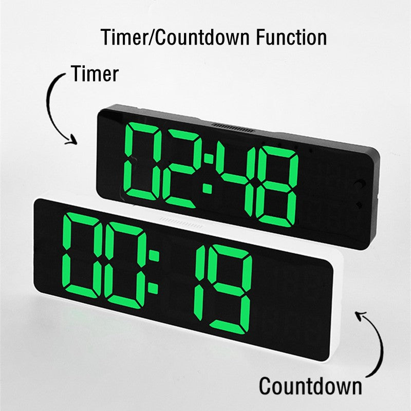 Large Digital Wall Clock Temp Date Week Display Remote Control Power Off Memory Table Clock Wall-mounted Dual Alarms LED Clocks