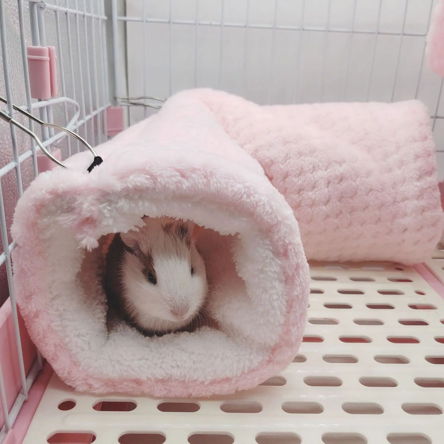 Rede de estimação quente de inverno, rede de hamster de pelúcia espessa de camada dupla, chinchila, porquinho da índia, furão, saco de dormir, gaiola suspensa de hamster