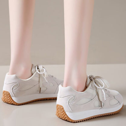 Gray Lace Up Sneakers for Women Breathable Mesh Sports Shoes Woman Autumn Winter Non Slip Soft Insole Vulcanize Shoes Mujer