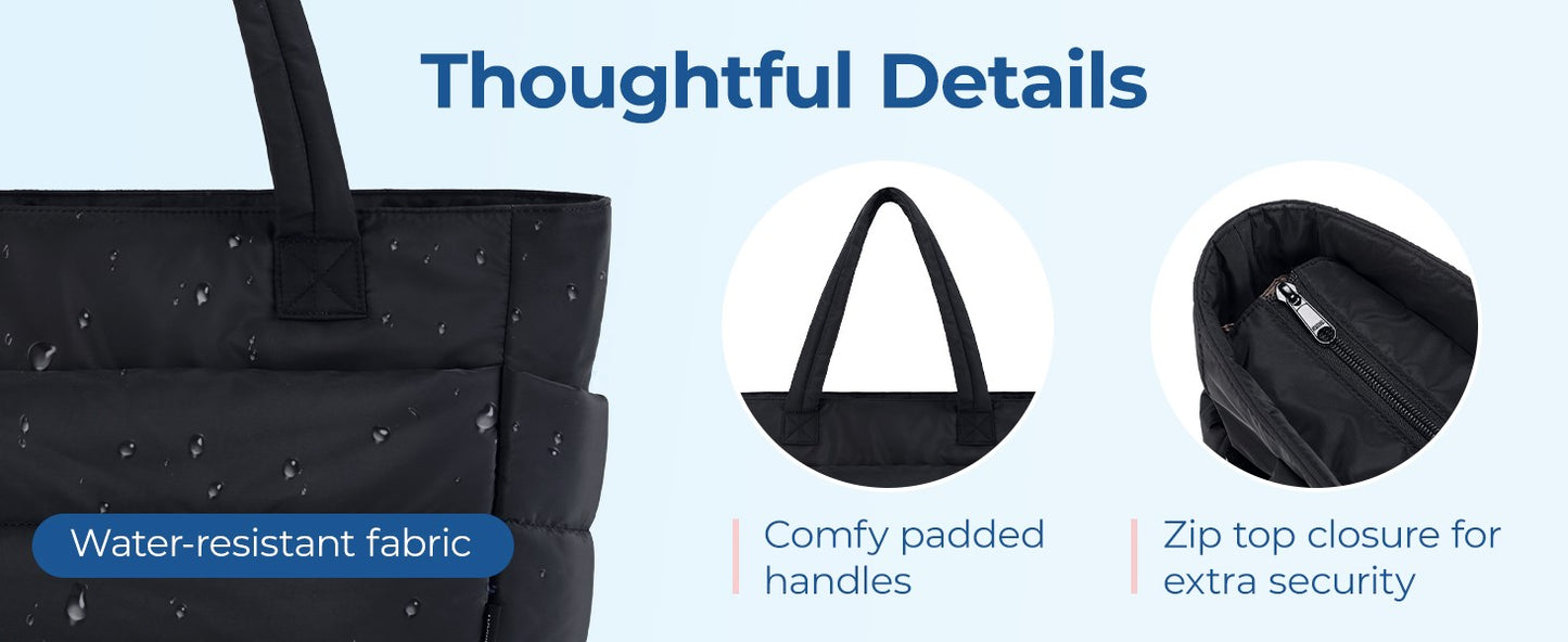 BAGSMART Tote Bag Puffy Padded Women's Bags Leisure Commuting Handbag Large Capacity Mommy Go Out Storage Organizer