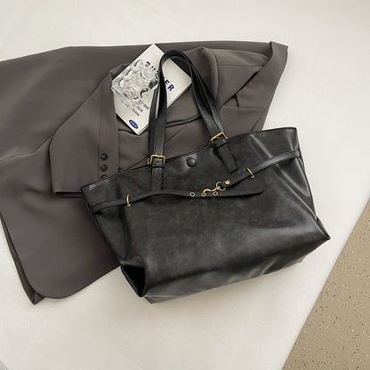 Retro Big PU Leather Shoulder Bag for Women 2025 Winter Trend New Y2K Fashion Handbags Females Travel Luxury Tote Bag  bolsas