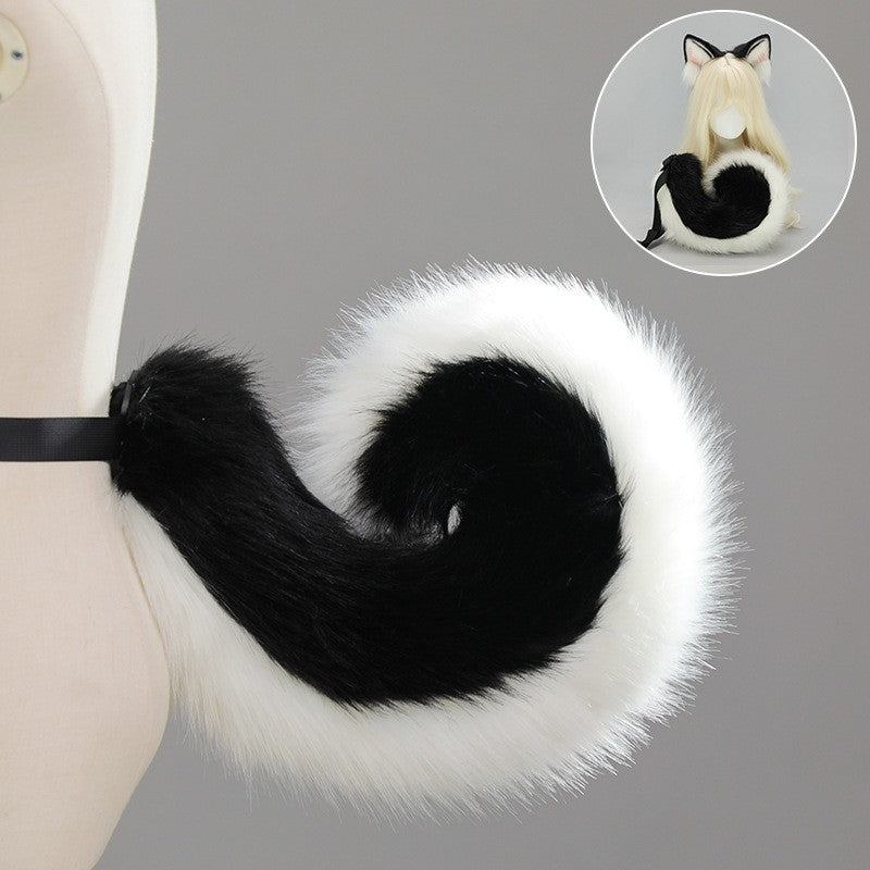 2025 New Halloween Simulated Furry Dog Ear Hairband Lolita Realistic Tail Set Cute Animal Plush Dog Tail Cosplay Props