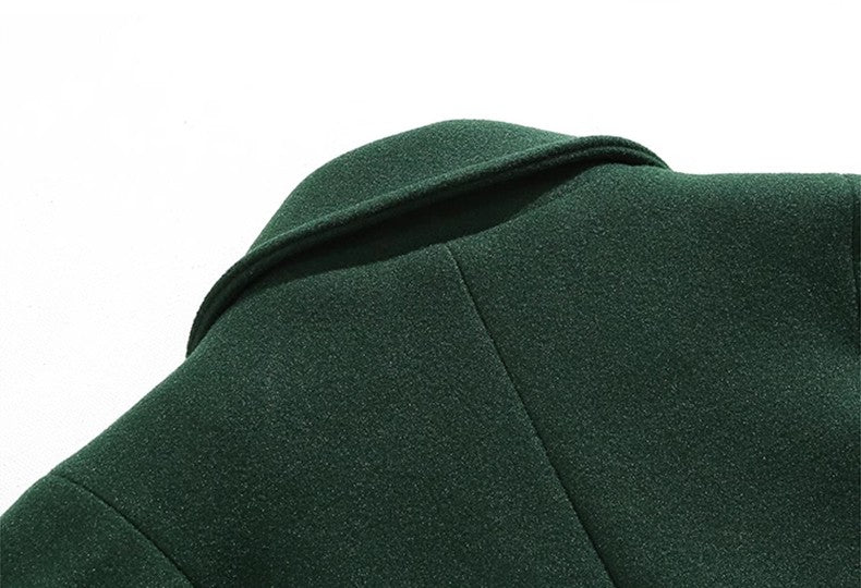 Mauroicardi Autumn Winter Long Warm Oversized Soft Dark Green Black Woolen Coat Men Loose Casual Korean Wool Blends Overcoat