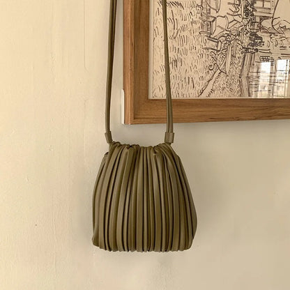 Summer Fashion New Crossbody Bag Women's PU Single Shoulder Mini Bag Luxury Versatile Pleated Casual Small Square Bag Handbags