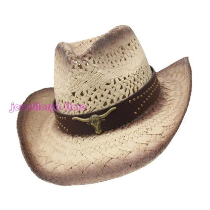 C9GF Straw Cowboy Hats With Wide Brims Cap For Adults Children And Outdoor Event