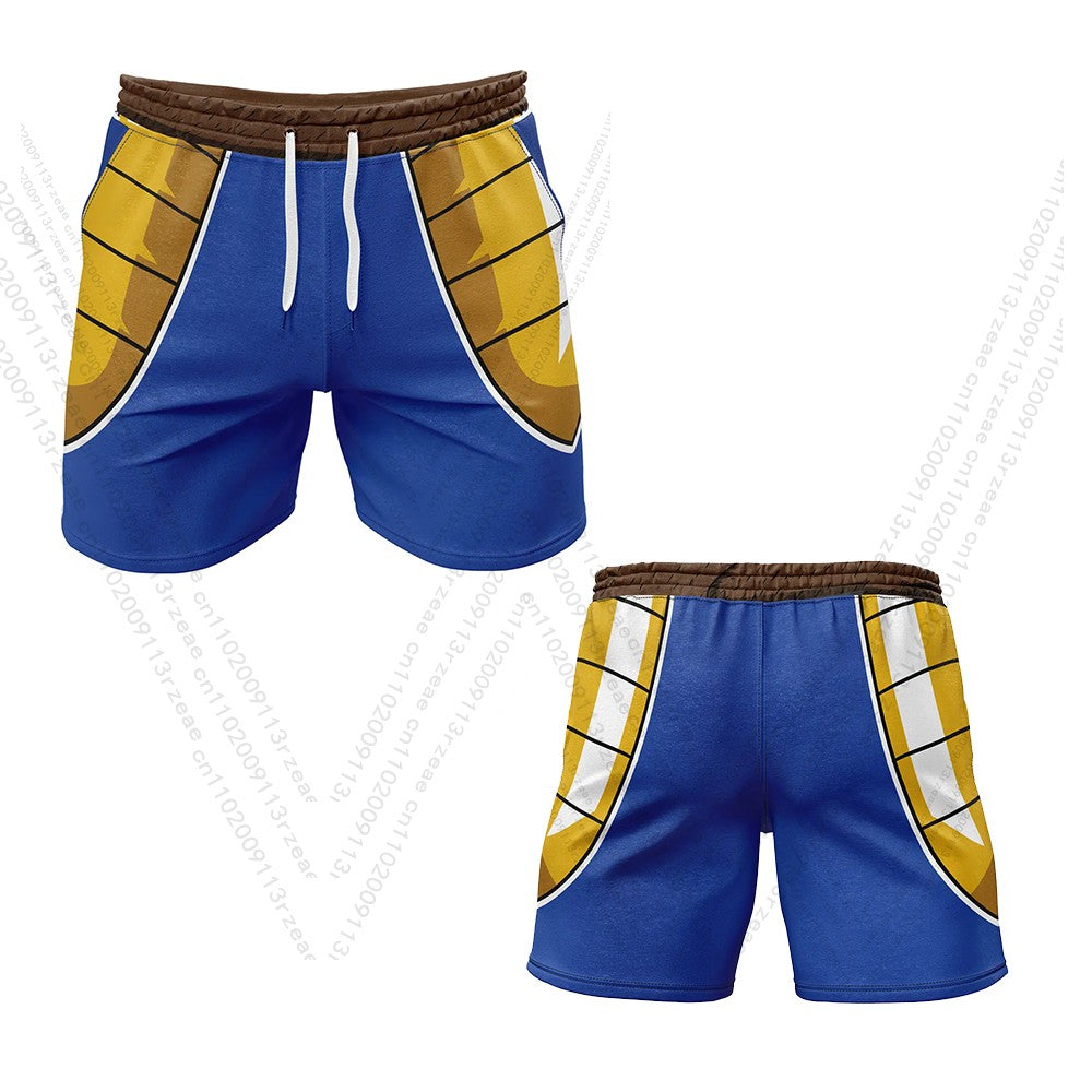 Vegeta Battle Suit v2 Dragon Ball Z Anime Men's Workout Print Gym T-shirt Kid Breathable Cosplay Shorts Quick Dry Sportwear Suit