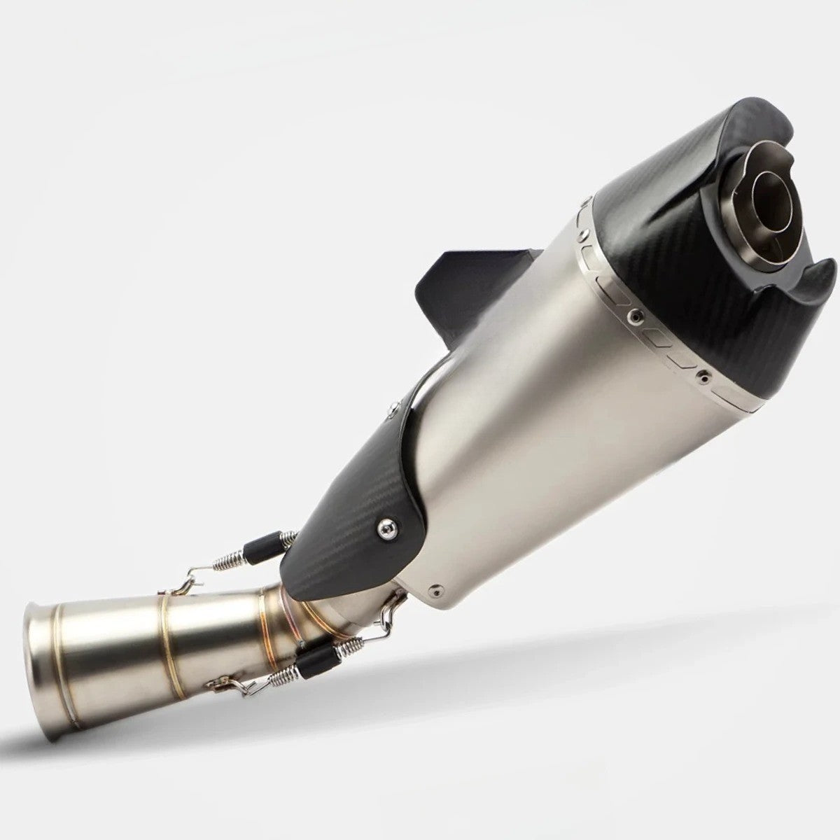 RS 51mm stainless steel lower link pipe for the ZONTES 703RR exhaust system, designed to connect to the original front section.
