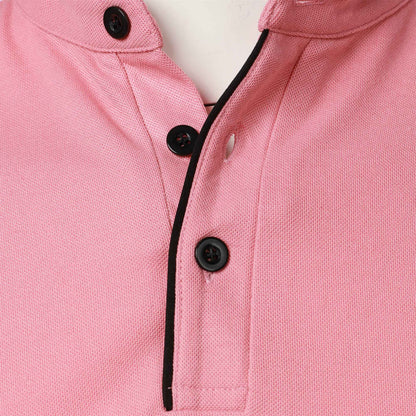 Men's short-sleeved stand-up collar top casual fashion daily solid color short-sleeved stand-up collar T-shirt casual top