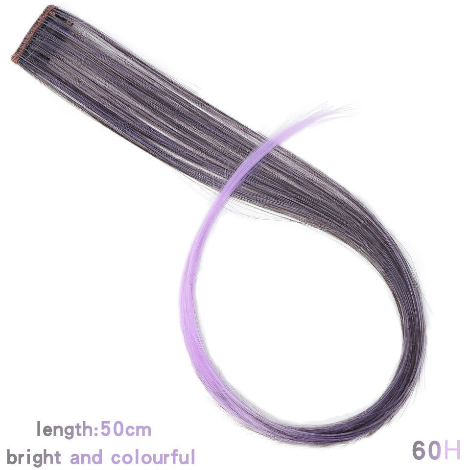Todas as extensões de cabelo liso longo colorido para mechas, aplique de cabelo arco-íris, mecha de cabelo sintético rosa em tic-tac