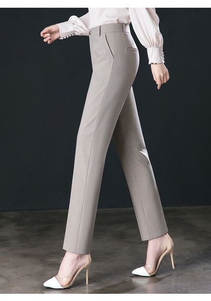 New Autumn Fashion Trousers Women's High Waisted Straight Suit Pants Loose Dress Pants Black Beige Grey Slacks Women Pantalones