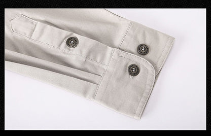 Spring Autumn Fashion Men's 100% Cotton Long-Sleeved Solid Color Premium Casual Shirt Multi Pockets 6XL Large Size Cargo Jackets