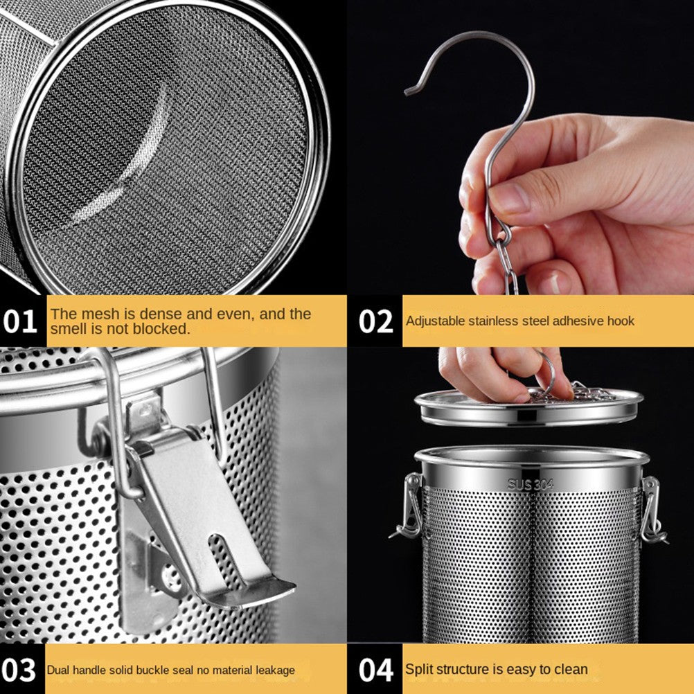 Filtro de Aço Inoxidável Com Tampa Corrente Gancho Malha Fina Filtro Utensílio de Cozinha Cesta de Salmoura para Panela Acessórios