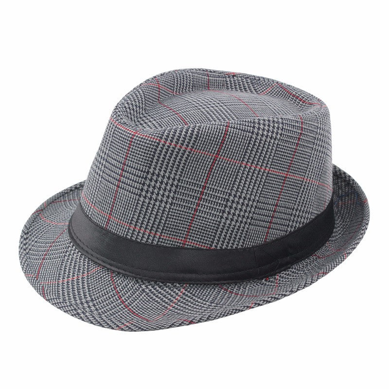 Check Fedora Middle-aged and elderly spring/summer leisure gentleman jazz hat men's artistic sunshade Party Bucket hat