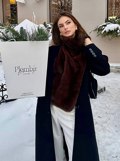 Women Solid Faux Fur Vest Crop Top Fashion Turtleneck Fluffy Short Tank Tops 2025 Winter Lady Elegant Sleeveless Jacket Coat