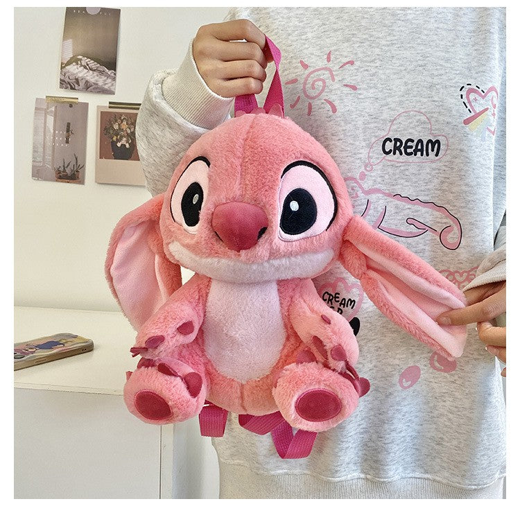 Kawaii Disney Stitch Bag Plush Backpack Bagpack Double Shoulder Crossbody Bag Storage Pouch Plushie Anime Toy Gift for Girls