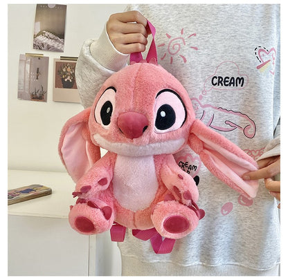 Kawaii Disney Stitch Bag Plush Backpack Bagpack Double Shoulder Crossbody Bag Storage Pouch Plushie Anime Toy Gift for Girls
