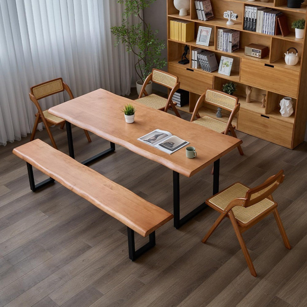 Modern Farmhouse Solid Wood Desk and Dining Table, Adjustable Height 55-62 inches, Seats 2-8, Easy Assembly