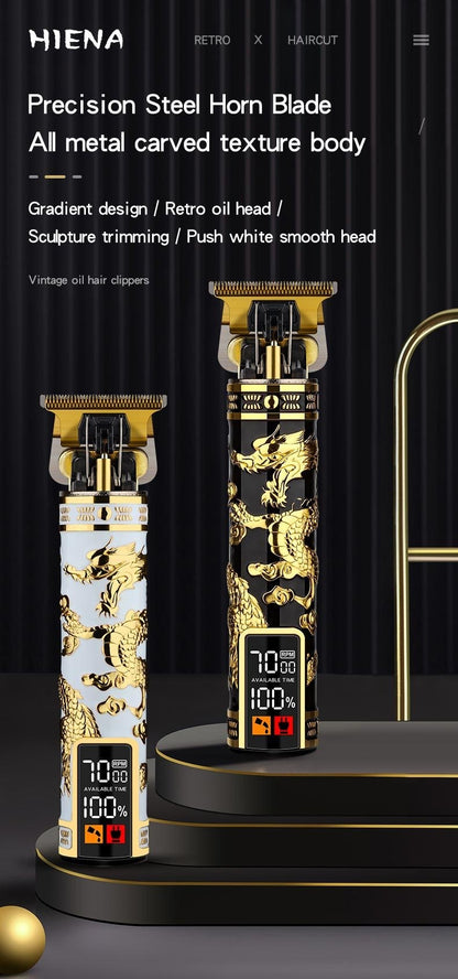 Electric Hair Clipper Professional Men's Hair Clipper LCD Display T-Blade Trimmer Zero Gap Cordless Rechargeable Men's Trimmer G