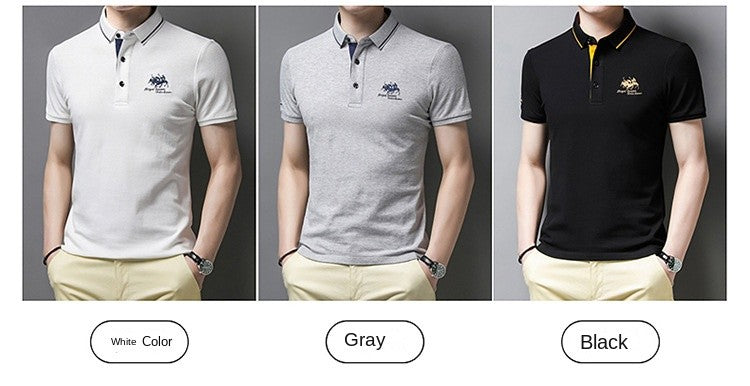New Summer Embroidered Pure Cotton Men's Luxury Polo Shirt Top Casual Short Sleeved Fashionable Wrinkle Resistant Men's T-shirt