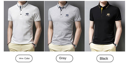 New Summer Embroidered Pure Cotton Men's Luxury Polo Shirt Top Casual Short Sleeved Fashionable Wrinkle Resistant Men's T-shirt